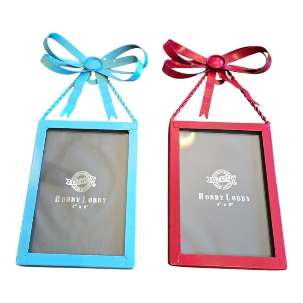 Hobby Lobby Red and Blue metal Hanging Photo Frames 4x6 inches - Picture 5 of 6